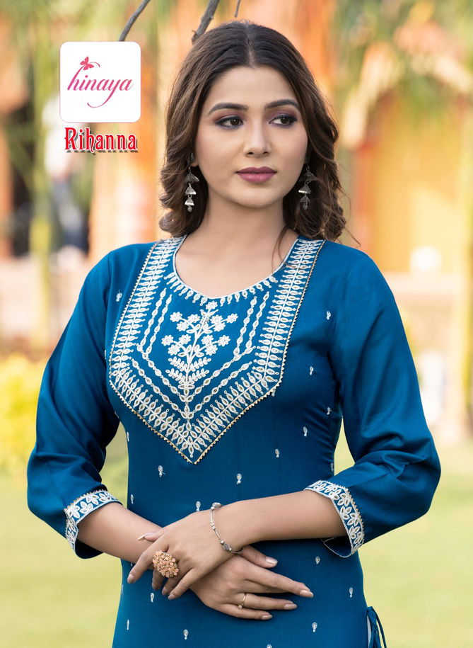 Hinaya Rihanna Fancy Ethnic Wear Wholesale Designer Kurti With Bottom Catalog